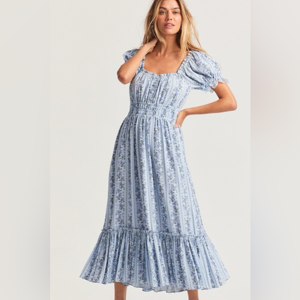 LoveShackFancy Terrence Dress in Cerulean Blue